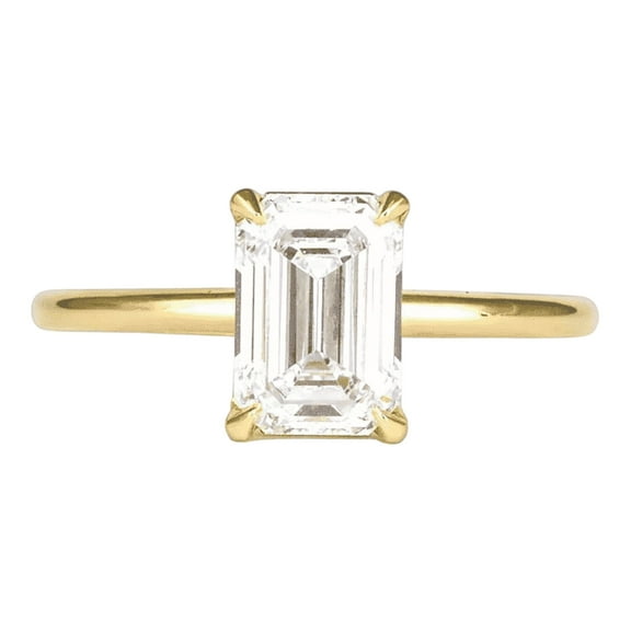 1.57 Ct Emerald Cut Lab Grown Diamond Engagement Ring, Dainty Wedding Anniversary Gift, Personalized Promise Ring
