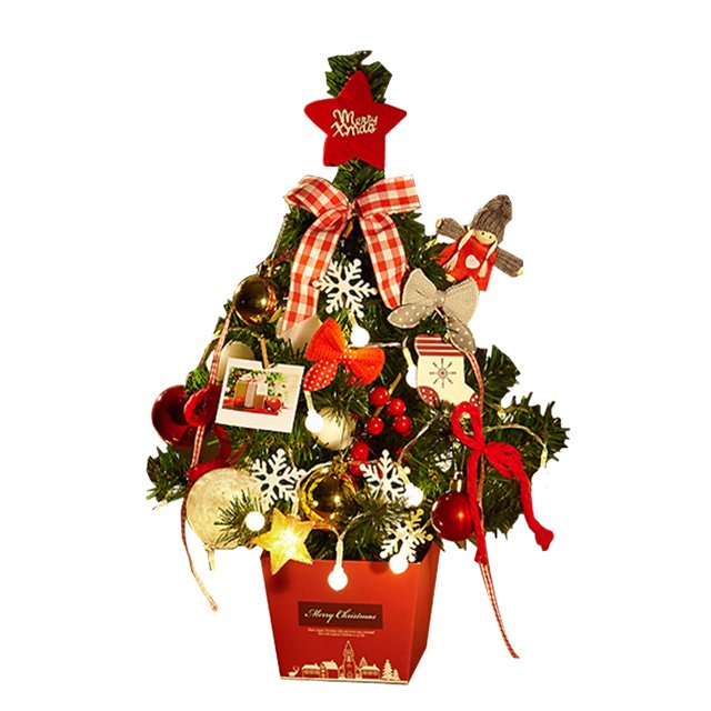 Árbol de Navidad mini con luces LED - Decoración perfecta para hogar u oficina (50cm, multicolor)