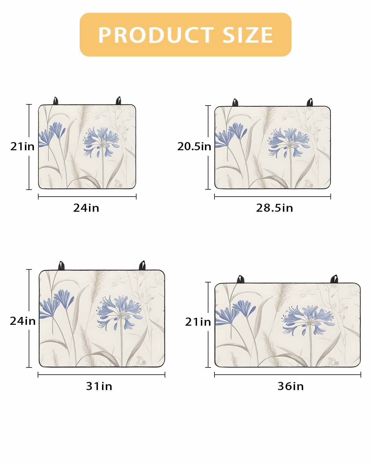nqOlkjepod Large Induction Cooktop Protector Mat 36"x21", Blue Floral Botanical Stove Top Covers for Electric Stove, Rustic Beige Flowers Decorative Stove Burner Cover Mats, Glass Top Stove Cover