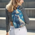 thumbnail image 5 of Yiaed Clear Sky Blue Cat Print Print Laptop Backpack Travel Canvas Backpack Vintage Aesthetic Backpack for School Knapsack Backpack Backpack for School-Small, 5 of 5