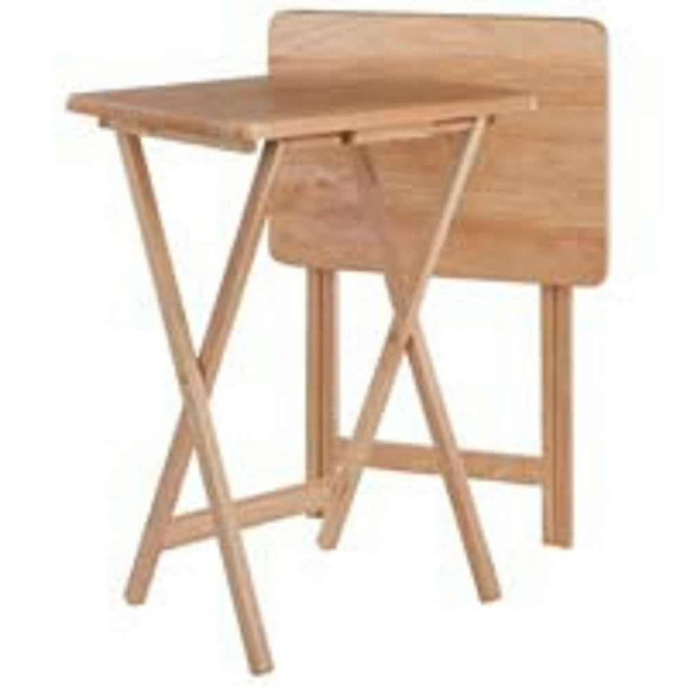 Set of 2 Beige Folding Snack Table 25.75”