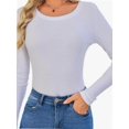 thumbnail image 2 of Women's Shirt Round Neck Fitted Top Casual Bottom Shirt Slim Basic T Shirt, 2 of 4