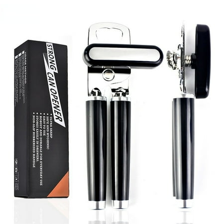 

Homgreen Can Opener Manual Handheld Heavy Duty Hand Can Opener Smooth Edge Stainless Steel Can Openers Top Lid Kitchen Gadgets Best Large Rated Easy Turn Knob with Bottle Opener Black