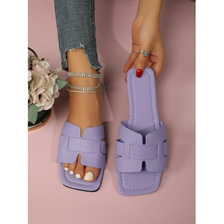 

Women Black Snakeskin Embossed Slide Sandals Elegant Open Toe Sandals