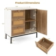 thumbnail image 3 of Rattan Buffet Sideboard, Accent Storage Cabinet with 3 Drawers & 1 Door, Sturdy Metal Legs, for Kitchen, Living Room, Entryway (1), 3 of 9