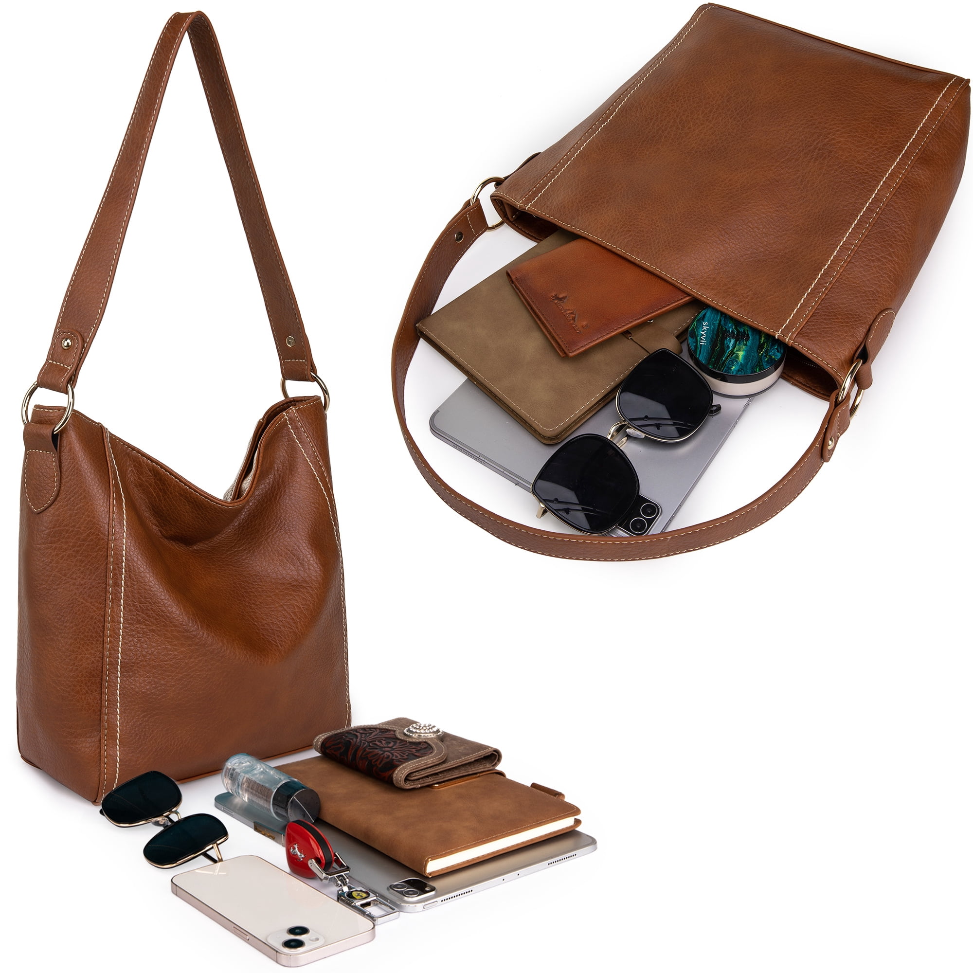 Montana West Hobo Bags for Women Vegan Leather Shoulder Purses and Handbags, Brown