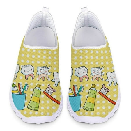 Medical Dental Nursing Printed Women s Shoes Summer Comfortable Lightweight Flat Shoes Protect Teeth Design Slip-on Loafers Shoe