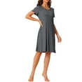 thumbnail image 2 of INSPIRE CHIC Women's Sleepshirt Short Sleeve Ruffle Nightgown Sleep Dress Loungewear Nightshirts S Gray, 2 of 6