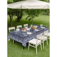 thumbnail image 5 of 60x120 Inch Outdoor Tablecloth with Umbrella Hole Zipper Rectangle Navy Blue Floral Boho Rectangular Tablecloths Outside Waterproof Ethnic Tribe Abstract Art Flower Patio Table Cover for Picnic Party, 5 of 8