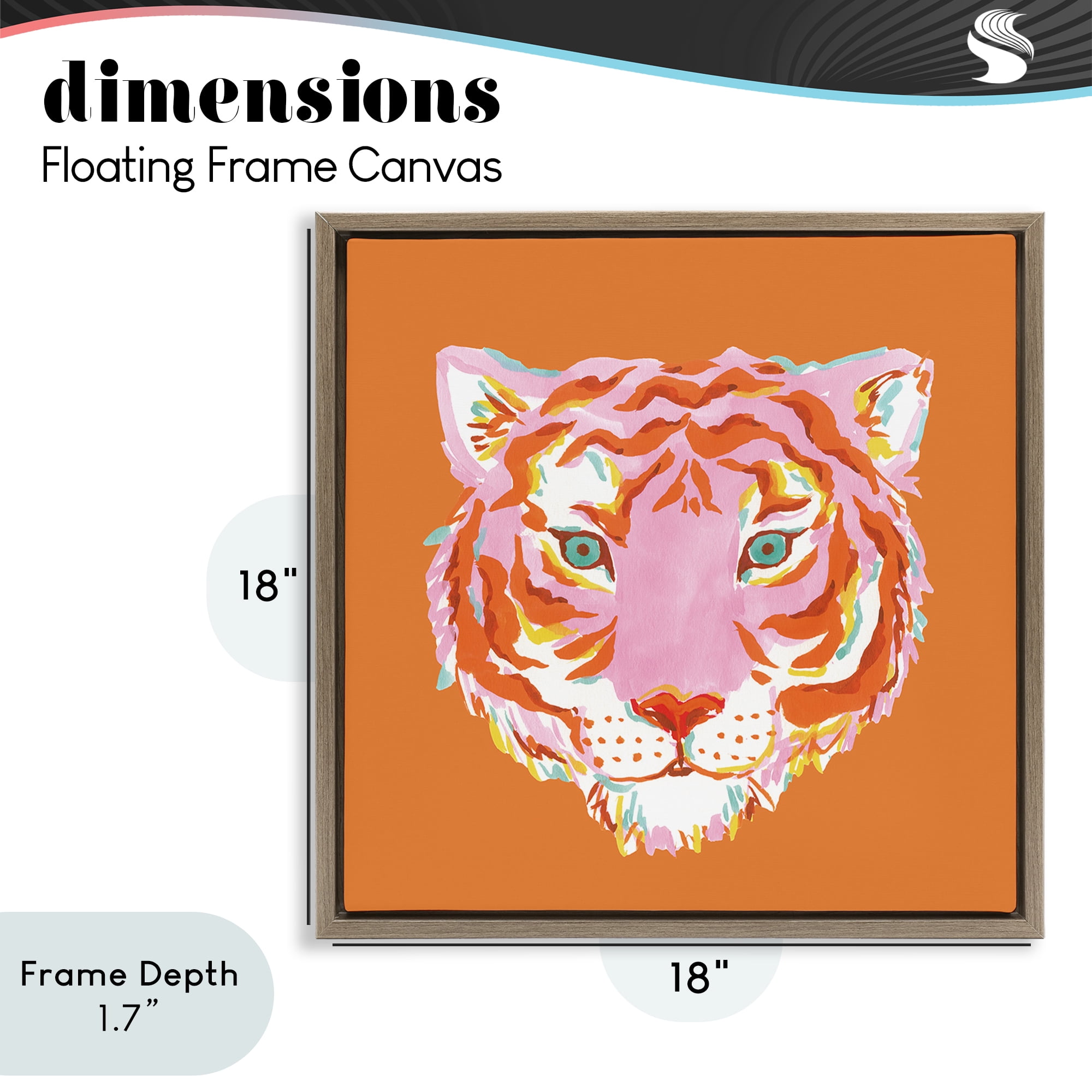 Stupell Industries Fun Bold Orange Tiger Brown Framed Floater Canvas Wall Art, design by Karolina Sato