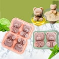 thumbnail image 1 of Ice Cube Tray Bear Shape Easy Demoulding with Funnel Lid 2/4 Grid All-Purpose Ice Cube Dessert Making Molds Kitchen Accessories, 1 of 8