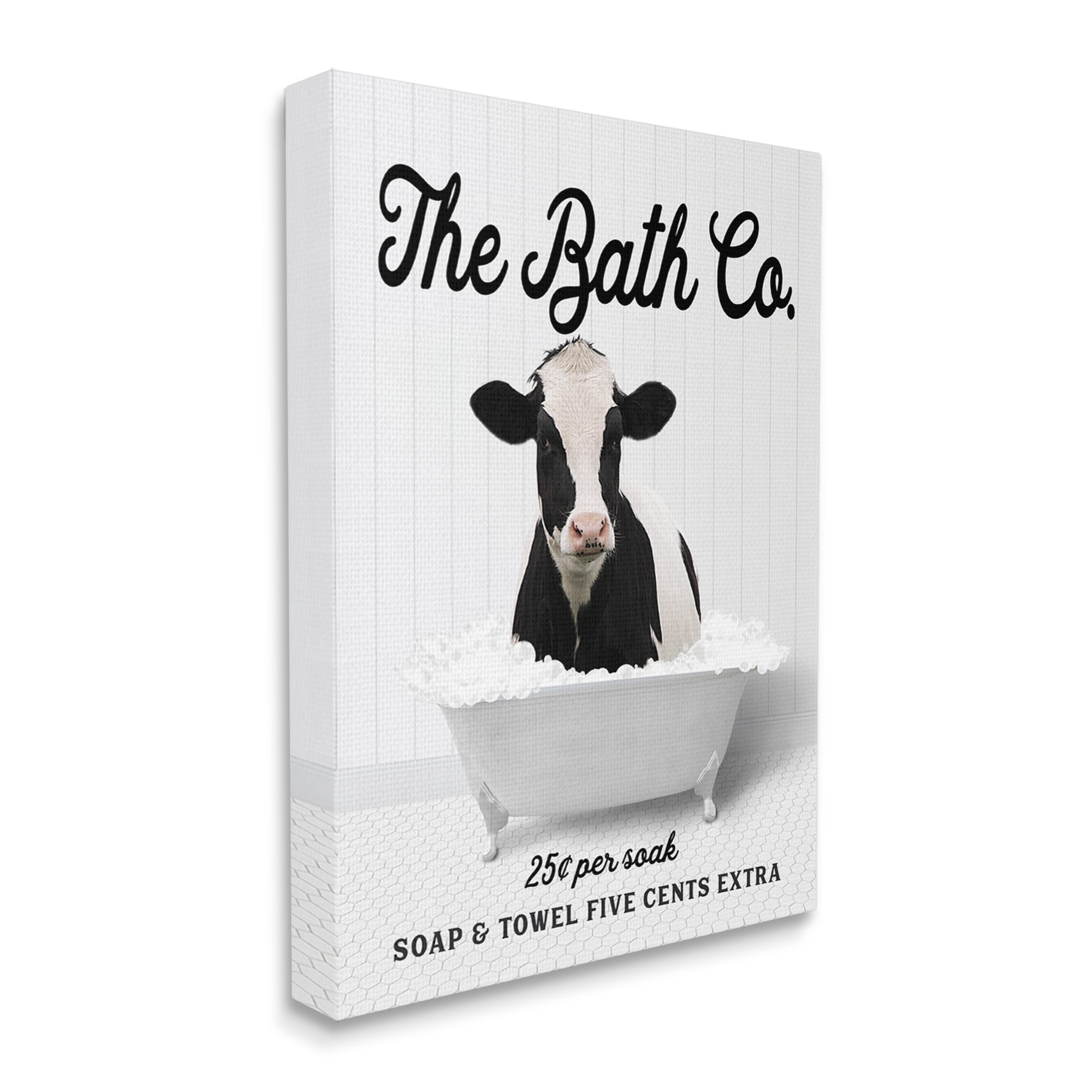 Stupell Industries Bubble Bathtub Cow Animals & Insects Painting Gallery Wrapped Canvas Print Wall Art, 16 x 20