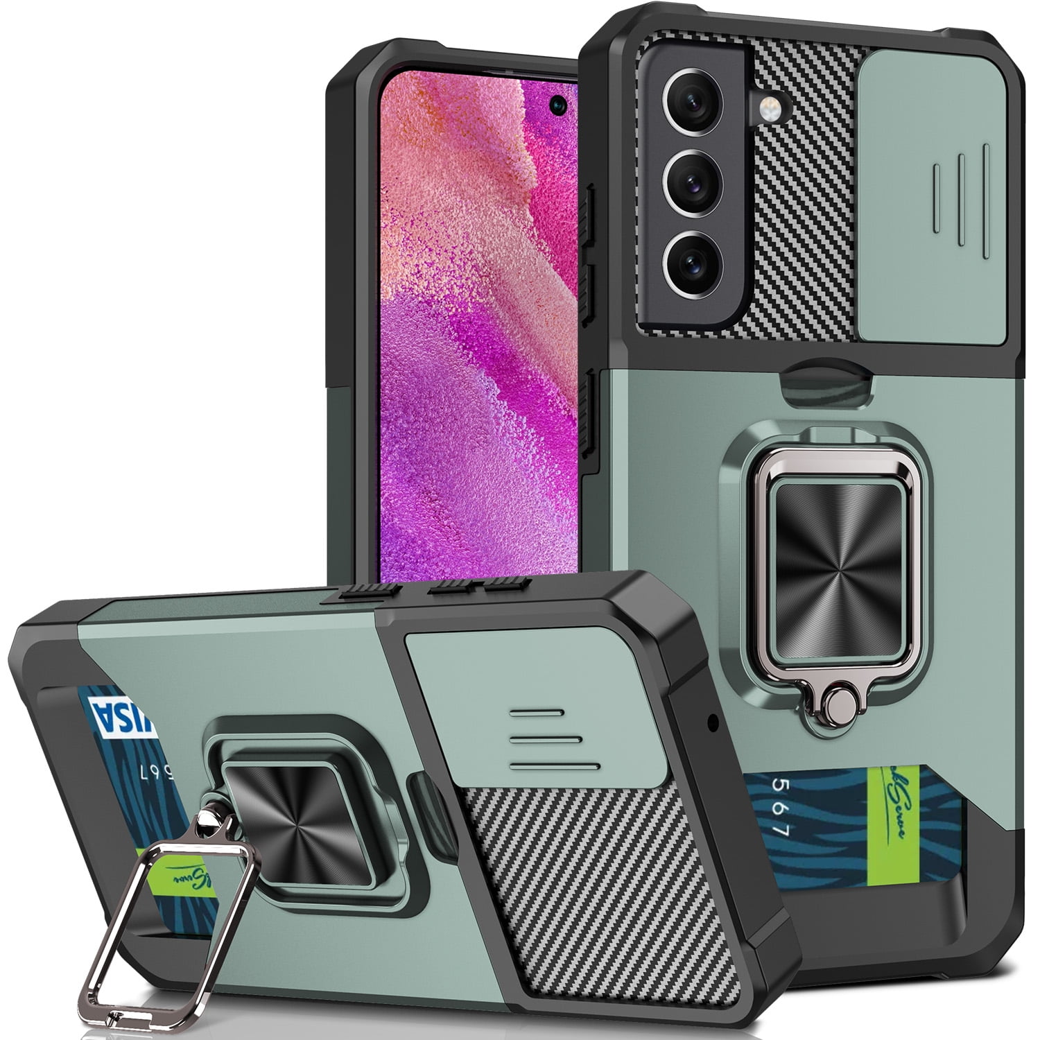 Dteck Case for Samsung Galaxy S21 FE,Shockproof with 360 Degree Ring