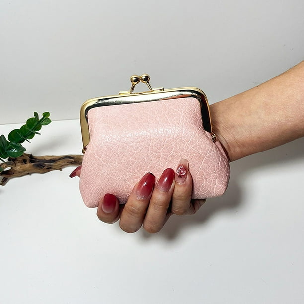 Monedero vintage para mujer, cartera corta para mujer, monedero con broche, color caramelo