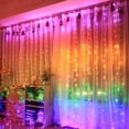 thumbnail image 2 of Luces LED para cortinas con 8 funciones USB, arcoíris, control remoto, material de cobre, 2.8x3m, 200g, incluye 1 luz de cortina y 1 control remoto., 2 of 7