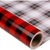 Christmas Reversible Wrapping Paper Jumbo Roll - 30 Inches x 100 Feet - Red Black Buffalo Plaid Design