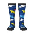 thumbnail image 2 of Picia Women Crew Soft Moisture-wicking Socks Cartoon Shark Pattern Design Cotton Socks, One Size fit All, 2 of 9