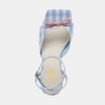 thumbnail image 3 of XYD Women Sweet Plaid Flared Mid Heels Open Square Toe Sandals Bowknot Lawn Party Lovely Shoes Size 6.5 Blue, 3 of 5