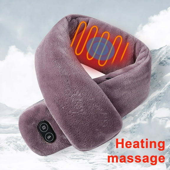 Fewfanhot Heating Scarf, Vibration Massage Electric Heated Scarf for Neck Pain Relief, Double Sided Thick Soft Heated Neck Wrap for Women Men