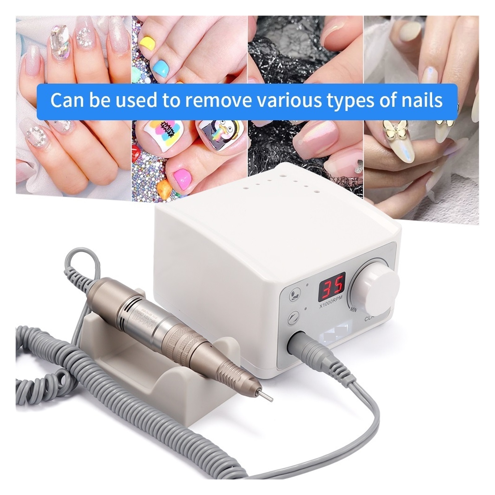 Professional Nail Polisher, 35000RPM Nail Drill Machine, Electric Nail File Polishing Grinding Device For Manicure Pedicure ,Low Noise