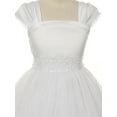 thumbnail image 2 of Little Girls' First Communion Pleated Cap Sleeve Flowers Girls Dresses White Size 6, 2 of 4