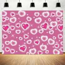 5 x 3 ft Valentine's Day Pink Heart Background Glitter Heart Romantic 90s Valentine Day Party Photography Background Women Men Happy Birthday Photography Background Banner Photo Booth Studio Props