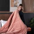 thumbnail image 3 of DOMDEC Luxury Flannel Fleece Comforter with Plush Sherpa Back - Faux Fur Blanket, Winter Warmth, Rose Pink Queen Size 90x90 Inches, 3 of 8