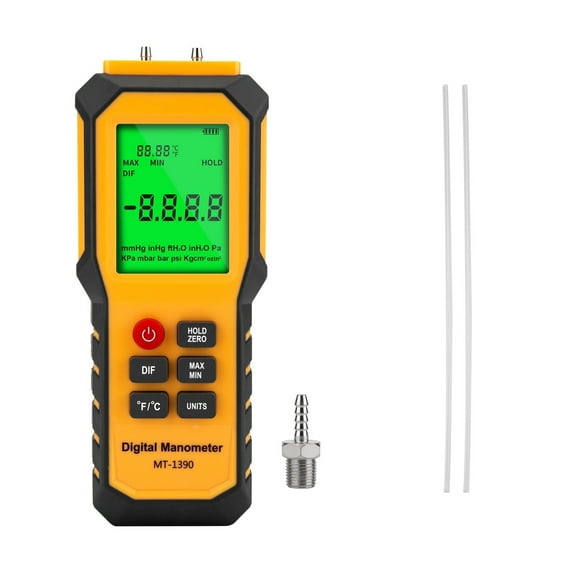 Digital Manometer with Backlit Gas Pressure Tester Dual Port Air Pressure Gauge, for Natural Gas
