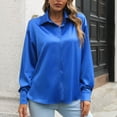 JWZUY Women's Casual Satin Silk Silks Long Sleeve Button Down Shirt