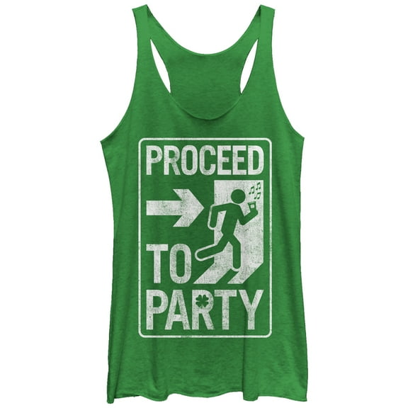 Women's Lost Gods Saint Patrick's Day Proceed to Party  Racerback Tank Top Envy Green Small