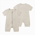 thumbnail image 2 of KPOPLK Newborn Unisex Jumpsuit Romper Soft Bodysuit One-Piece Short Sleeve Letter Print Clothes for 3M 6M 9M 12M 18M 24M Size 18-24 Months,Grey, 2 of 4