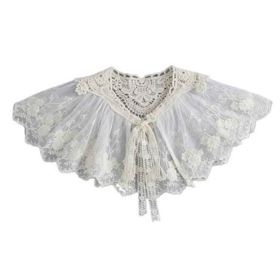 Aellinatey Women Elegant Floral Lace Shawl Wrap False Collar Ribbon Bowknot Cape Poncho