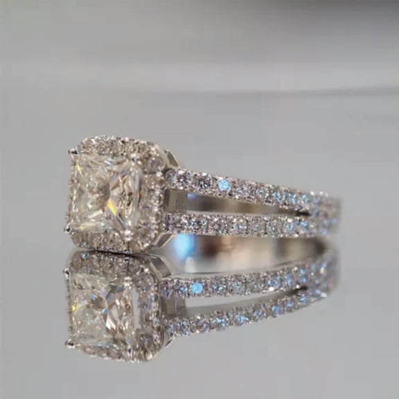 Luxury Wedding Gift 925 Silver Ring Women Cubic Zircon Jewelry Sz 6-10