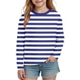 thumbnail image 6 of RRMuAzgs Girls Long Sleeve Tops Color Blocked Striped Crewneck T-Shirts Loose Fit Pullover Shirt for 3-14Years, 6 of 8
