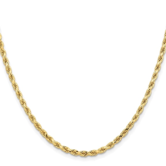 Diamond2Deal 10K Yellow Gold 3.25mm Diamond-Cut Rope Chain Necklace for Men 18"