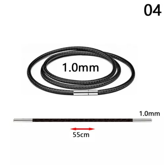 HOOUN 41-60cm 1-3mm Black Cord Leather Necklace Stainless Steel Clasp Wax Rope Chain-04