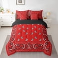 thumbnail image 2 of Castle Fairy Kids Teenagers Boho Red Paisley Bedding Comforter Set 7-Piece,Abstract Hippie Exotic Style Flower King Bedding Sets,Bohemian Mandala Vintage Aesthetic Ultra Soft Bed Sheets, 2 of 8