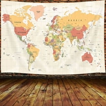 World Map Tapestry Wall Hanging, Vintage Asia Europe South City Topography America Africa Japan Wall Decor Tapestries, Map of World Wall Art for Bedroom Living Room Home Office (60X40)