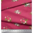 thumbnail image 2 of Soimoi Pink Japan Crepe Satin Fabric Dot & Peony Floral Print Sewing Fabric Yard 42 Inch Wide, 2 of 3