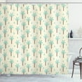 thumbnail image 1 of Palm Tree Shower Curtain, Cartoon Style Pattern with Coconut Trees and Cactus Exotic Growth, Fabric Bathroom Set with Hooks, 69W X 84L Inches Extra Long, Cream Cocoa Mint Green, by Ambesonne, 1 of 3