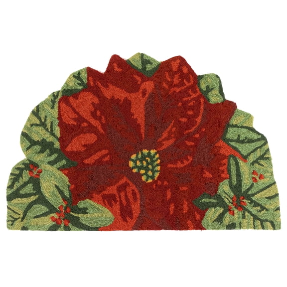 Liora Manne Frontporch Poinsettia Red Rug 30"x48" 1/2 RD FTPH8241124