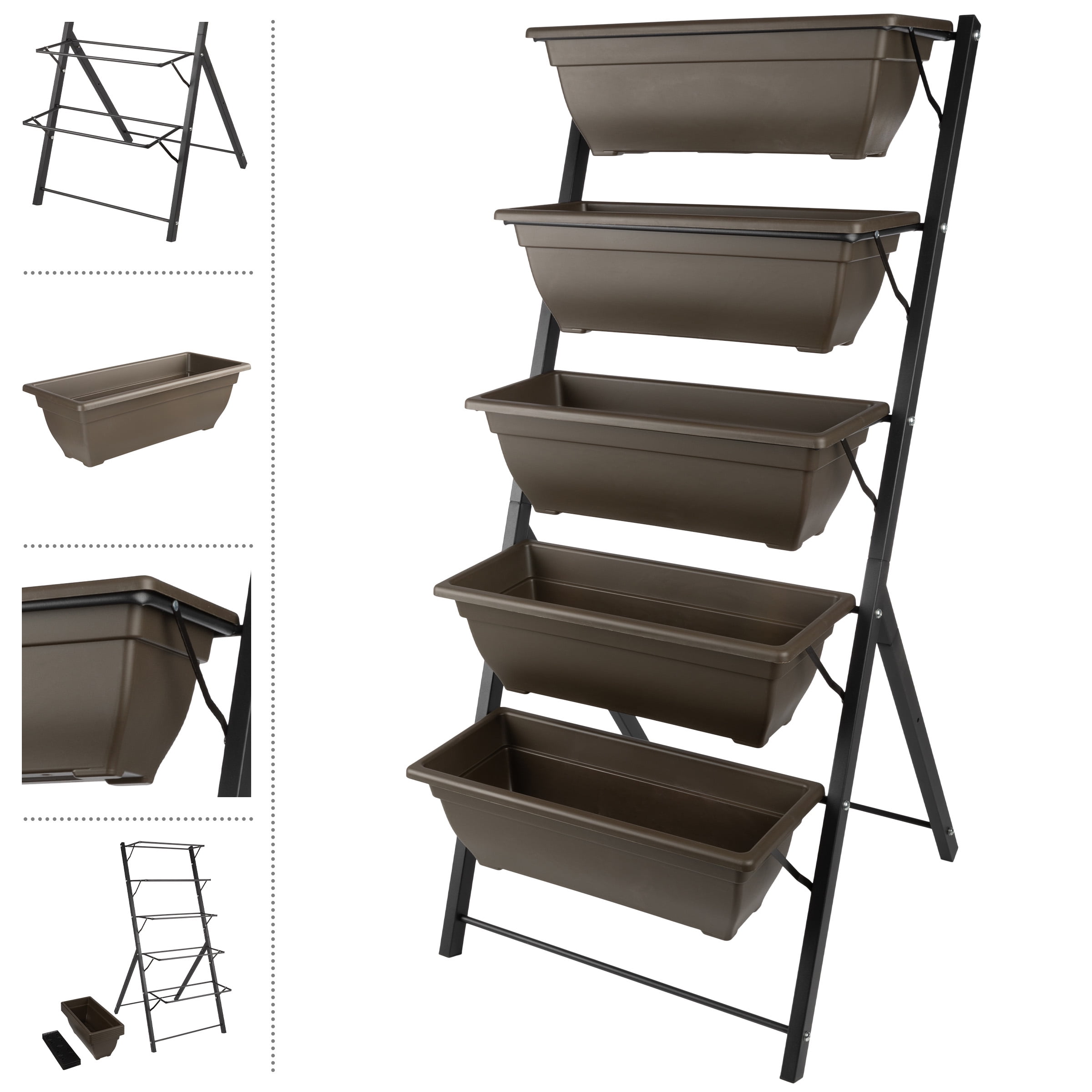 Pure Garden 5 Tier Vertical Planter Raised Garden Beds, Brown