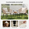 thumbnail image 4 of CONCETTA 3 Piece Outdoor Patio Furniture Set, Wicker Bistro Chairs with Glass Top Table for Apartment Balcony, Small Backyard, Porch and Deck, Brown, 4 of 8