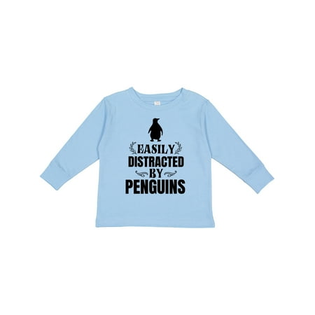 

Inktastic Easily Distracted by Penguins Gift Toddler Boy or Toddler Girl Long Sleeve T-Shirt