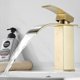 thumbnail image 3 of Promoción de invierno, grifo mezclador de lavabo de cascada de acero inoxidable dorado, grifo de baño de cocina de agua fría y caliente ajustable, diseño elegante, 3 of 4