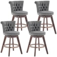 thumbnail image 2 of PAPROOS Counter Height Bar Stools Set of 4, 26” Swivel Bar Stools with Tufted Back and Nailhead Trim, Velvet Upholstered Kitchen Island Counter Stools with Solid Wood Legs and Footrest, Grey, 2 of 9