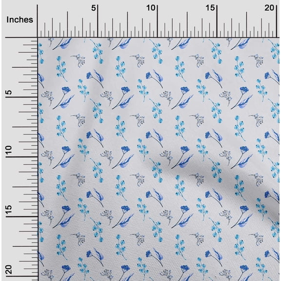 oneOone Viscose Jersey Light Blue Fabric Florals Dress Material Fabric Print Fabric By The Yard 60 Inch Wide