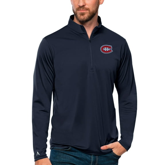 Men's Antigua Navy Montreal Canadiens Tribute Quarter-Zip Pullover Top