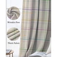 thumbnail image 6 of Colorful Geometric Plaid Blackout Curtains 45 Inches Long, Kitchen Black Out Window Treatments, Simple Vintage Grid Beige Thermal Insulated Lined Drapes for Small Window with Grommet 42"x45", 6 of 8