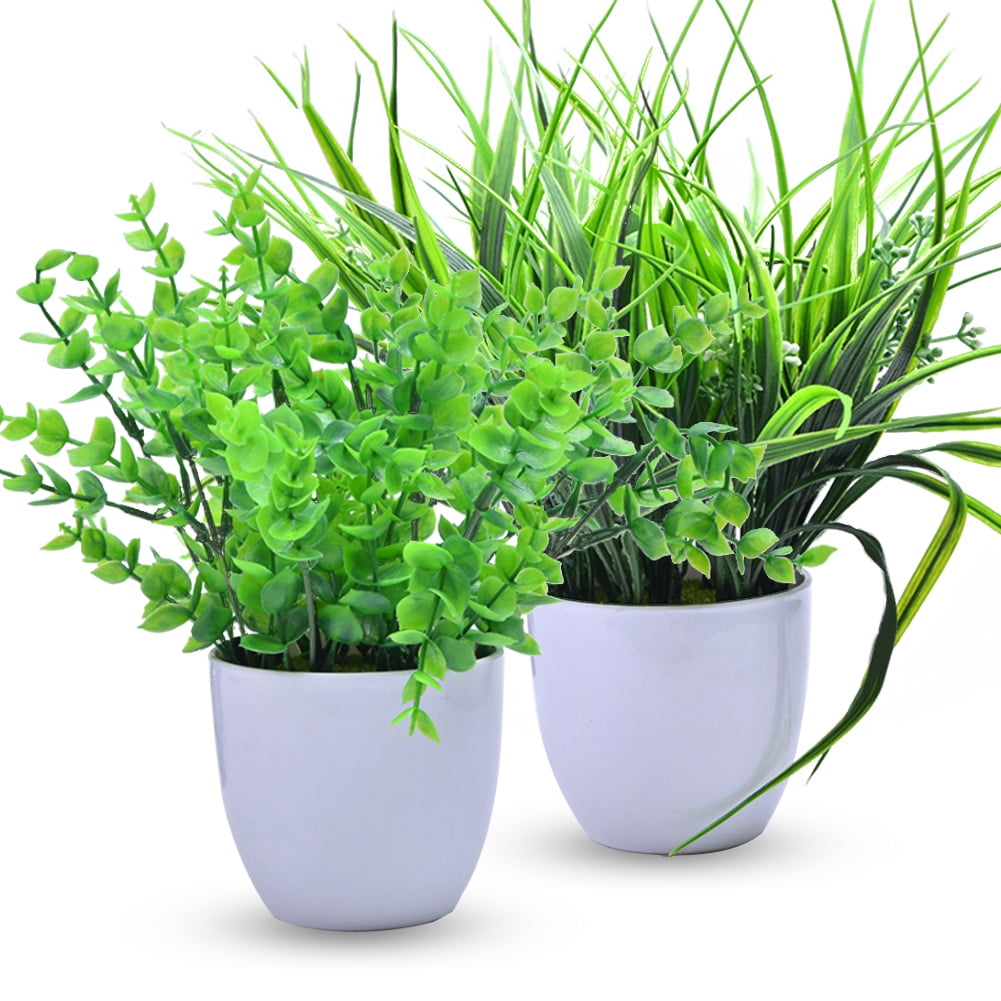 SPRING PARK Mini Artificial Green Plants Bonsai Fake Green Plant for